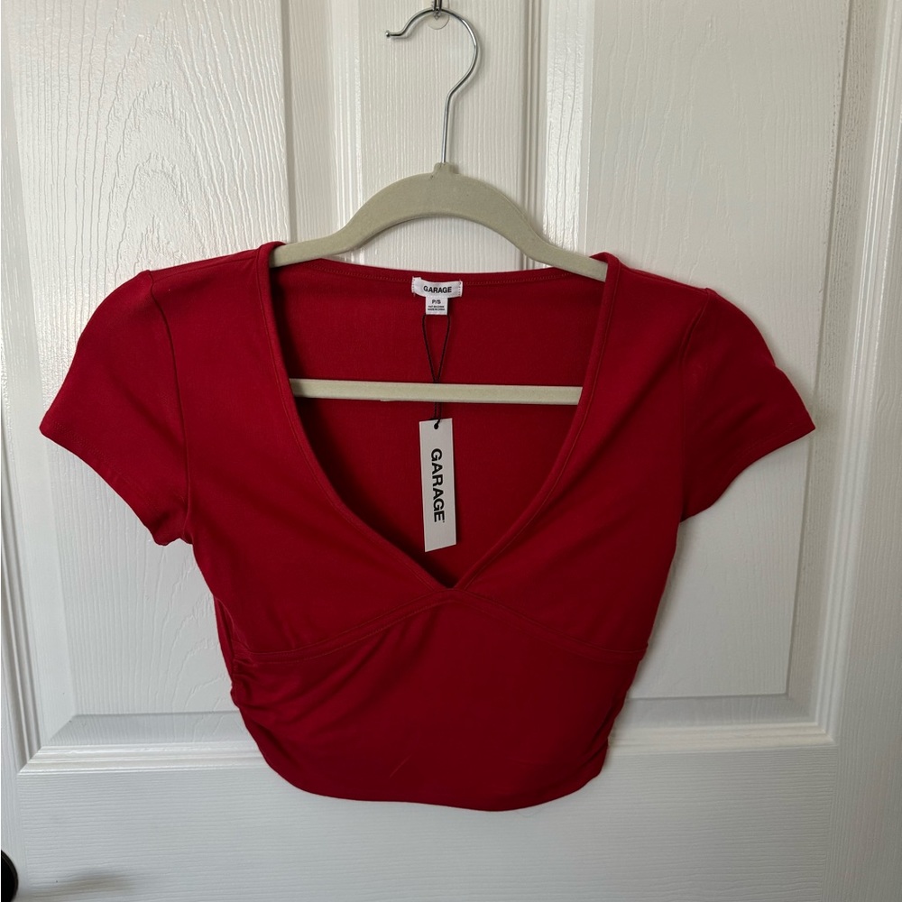NWT Garage Red V-Neck Top